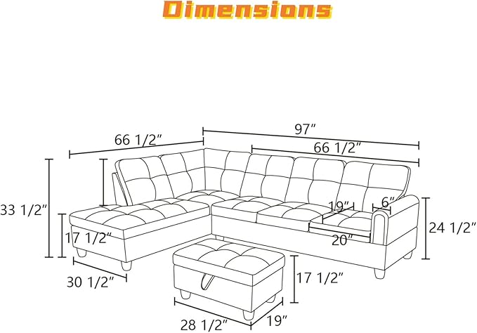 FONTOI L Shaped Sectional Couch with Otttoman 97 Sectional Sofa for Living Room Flannel Modular Couches with Cup Holders for Bedroom Apartments Light Grey