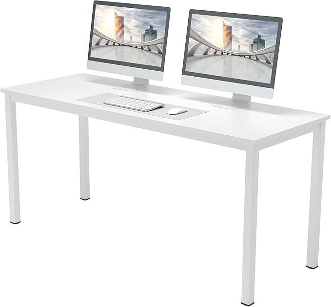 soges 63 inches Large Size Table Computer Desk Home Office Table Writing Desk Study Table Computer Workstations PC Desk Gaming Desk Modern Simple StyleWhite