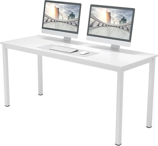 soges 63 inches Large Size Table Computer Desk Home Office Table Writing Desk Study Table Computer Workstations PC Desk Gaming Desk Modern Simple StyleWhite