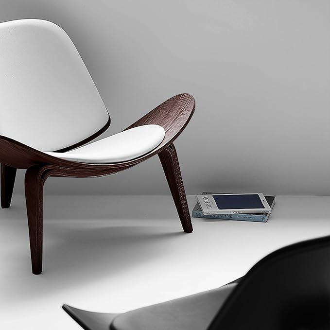 OAKHAM Shell Chair for Living Room Ergonomic Plywood Accent Mid Century Modern Chair with Protective Floor Caps Stylish Seating for Bedroom &amp Home Office (Ebony Brown)
