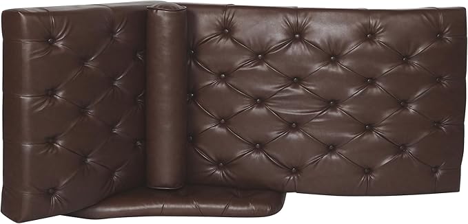 Luxury Indoor Recliner Chair with Pillow &amp Wooden Legs - Tufted Back &amp Arms PU Leather Lounge Chair for Living Room/Bedroom (Dark Brown)