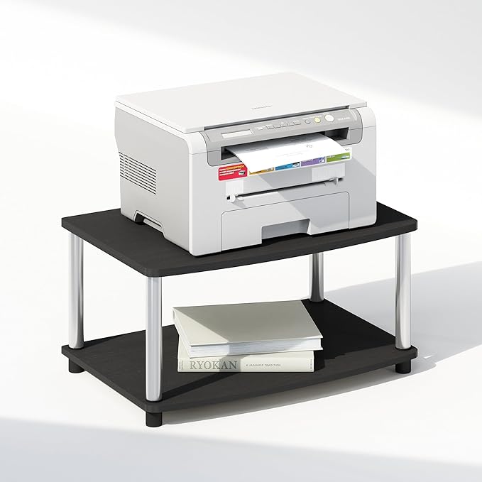 Furinno Turn-N-Tube Printer Stand with Storage 2-Tier Printer Table Under Desk Printer Stand for CPU Office Supplies Home Office Americano