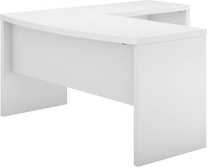 Bush Business Furniture Echo L Shaped Bow Front Office Desk in Pure White Modern Computer Table for Home or Professional Workspace