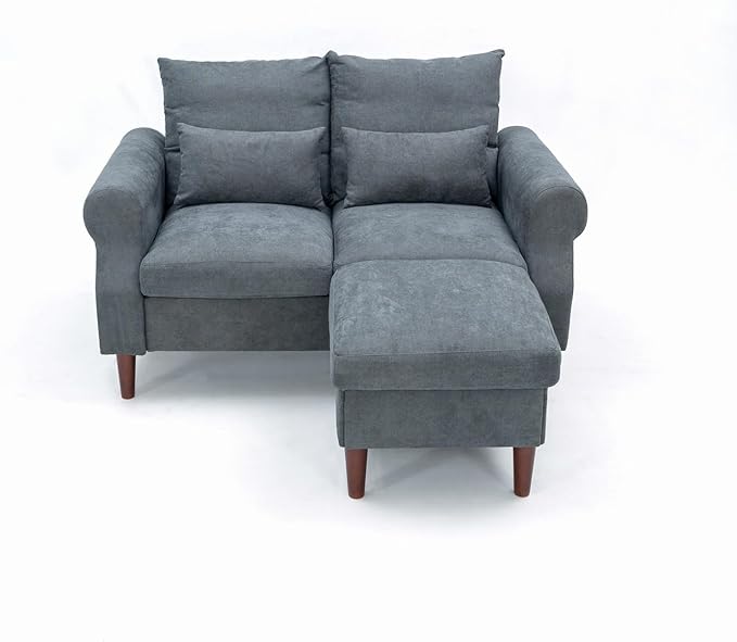 Panana 2 Seater Small Sofa Set with Ottoman Sectional Loveseat for Small Space Living Room Apartment (Gray 2 Seater)