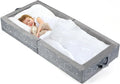 Portable Toddler Travel Bed – Foldable Soft Foam Floor Crib with Washable Cover Built-in Safety Rails No Assembly Compact for Travel &amp Home Use Grey