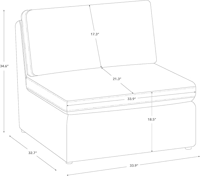 CHITA Modern Upholstered Middle Module for Modular SectionalSectional Sofa Couch Accent Armless Chair Blue