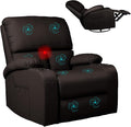 LEVELEVE Rocking Recliner Chair Massage Rocker Recliner Chair with Vibration Massage and Heat 360° Swivel Recliner Chairs Living Room Bedroom Nursery RV Brwon