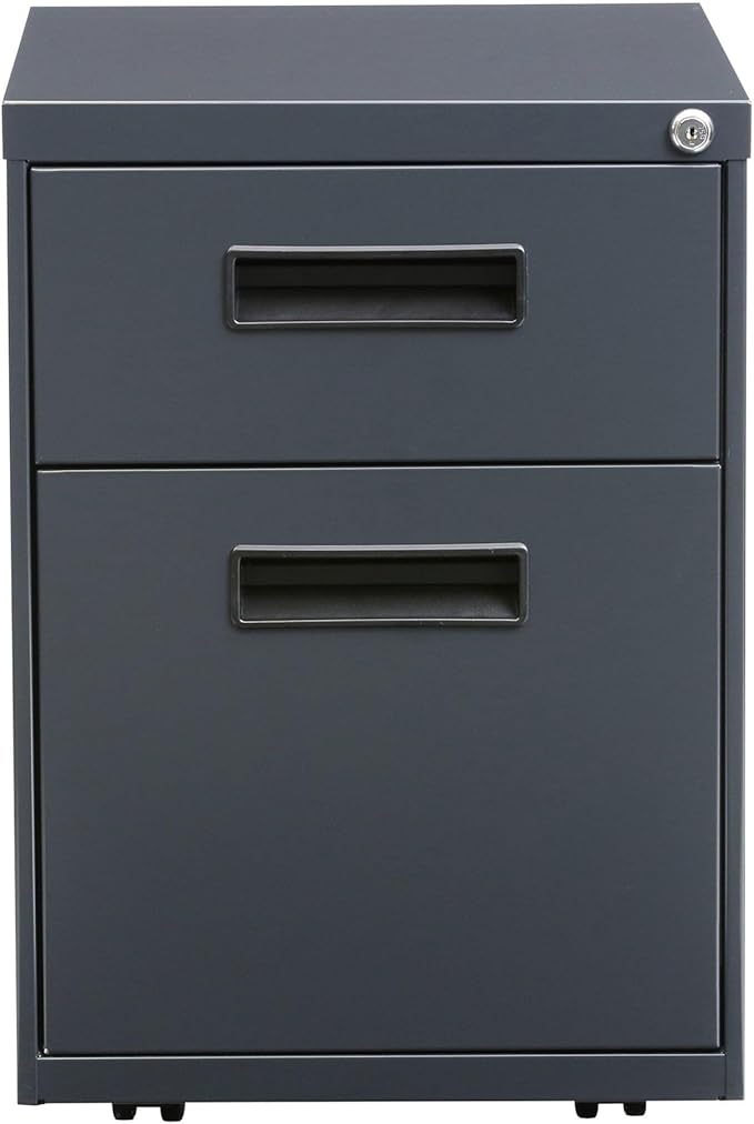 Alera ALE Two-Drawer Metal Pedestal File 14 7/8w x 19 1/8d x 21 3/4h Charcoal
