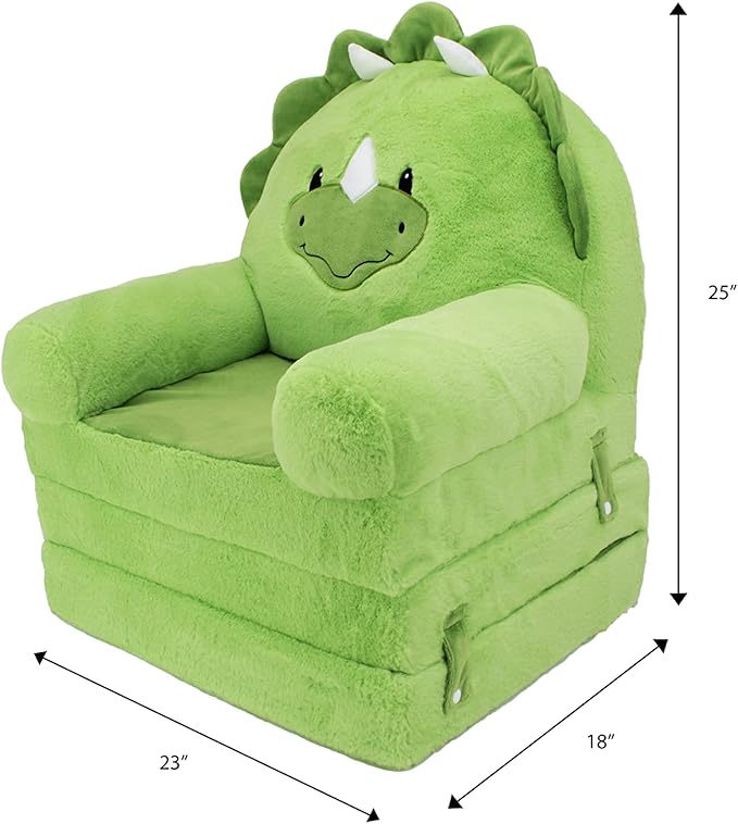 Soft Landing - Elite Seats - Premium Character Sofa Seat &amp Transformable Fold-Out Lounger with Carrying Handle – Dino