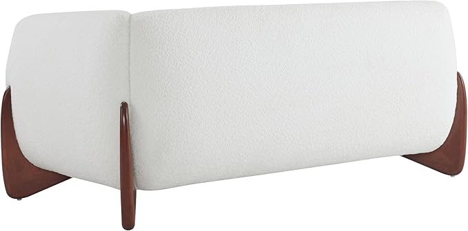 Christopher Knight Home Alma 63 Boucle Loveseat with Wood Legs 2 Seater Sofa Couches for Living Room Upholstered Couch Chair Soft Seating Lounge Sofa Chair Cozy Loveseat with Armrest Beige