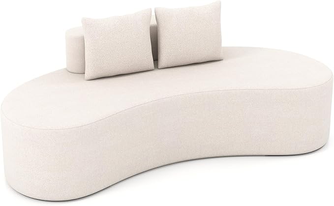 Giantex 78.5 Sofa Couch Upholstered Loveseat with 2 Cozy Pillows Low Backrest &amp Padded Seat Anti-Slip Bottom No Assembly Modern Floor Couch for Living Room Bedroom (Beige)