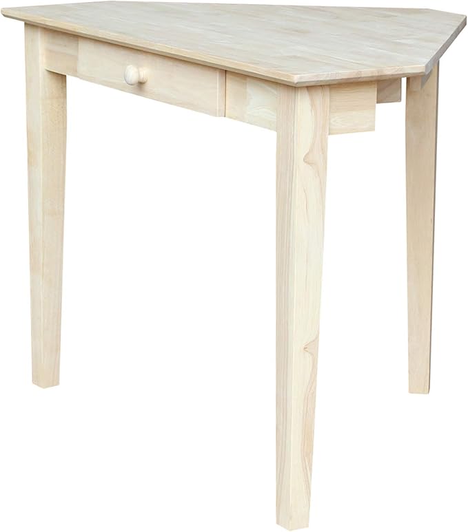 IC International Concepts Corner Computer Desk Solid Real Wood Sturdy Parawood DIY Paint/Stain Ready Unfinished