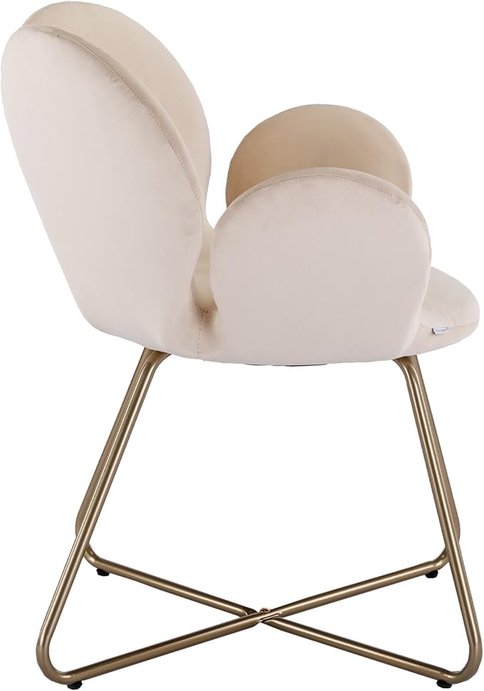 Modern Velvet Accent Chair Comfy Cute Upholstered Vanity Desk Chair wMetal Legs Soft CushionArmchair for Living Room 2PCSet