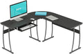 RIF6 L Shaped Modern Computer Home Office Gaming Desk with Keyboard Tray and Cable Management Easy Assembly Black