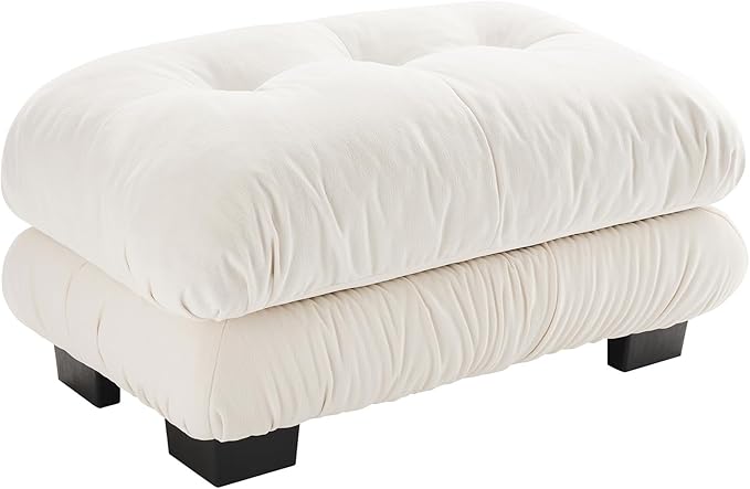 Chenille Upholstered Couches Ottoman for Oversized Modular Sectional Sofa White