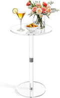 11.8 Round Clear Acrylic End Table - Modern Small Space Side Table for Living Room Bedroom Office Outdoor | Sturdy Easy to Install Multi-Purpose