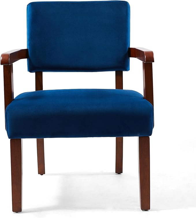 Accent Chair Set of 2 with Table Living Room Chairs with Velvet Soft Seat &amp Armrests for Living Room Bedroom Reading Room Waiting Room (Velvet Navy)
