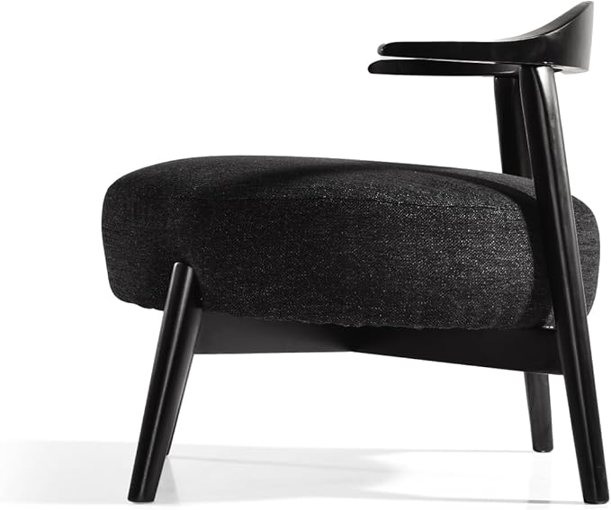 Cozy Black Fabric Accent Chair for Living Room Bedroom or Study