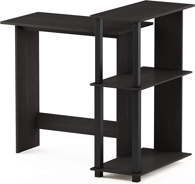 Furinno Abbott Corner Computer Desk with Bookshelf Espresso/Black