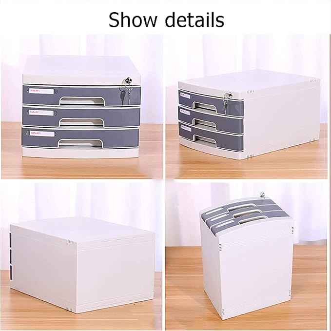 Drawer-Type Office Storage Box Lockable File Cabinet 3-Layer Office Desk Cabinet Multi-Layer File Box Desktop Storage Cabinet