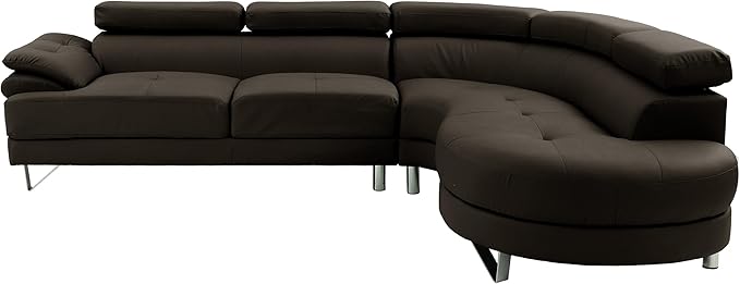 Poundex F6984 Bobkona Isidro Faux Leather sectional