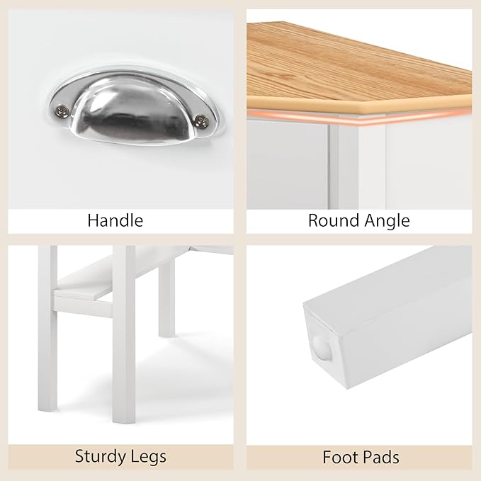 POWERSTONE Corner Desk with Drawer &amp Storage Shelves Small Triangle Writing Table Computer Desk Corner Vanity for Home Office Small Space Natural
