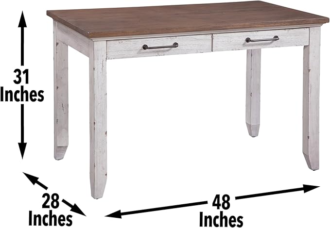 Steve Silver Furniture Bear Creek Multi Function Table 48-Inch Table 2-Storage Drawers Home Office Desk Two-Tone Distressed Farmhouse Style 48 L x 28 D x 26 H White-Smoke