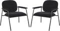 Accent Chair Set of 2 Velvet Upholstered Armchair Reading Side Chair Comfy Living Room Chair with Black Metal Legs for Bedroom Waiting Room Black
