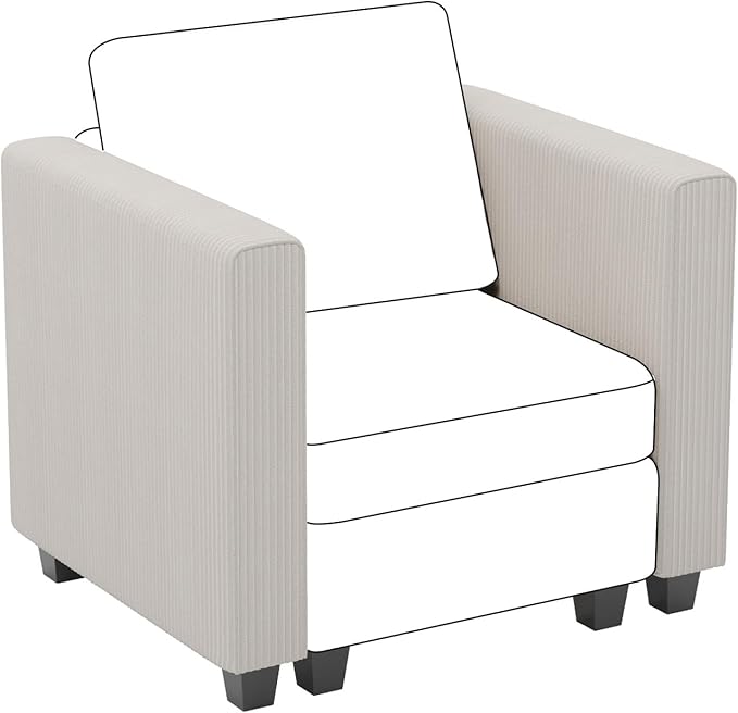 Belffin Corduroy Armrests Modular Sectional Couch Module Parts Convertible Modern Sectional Sofa Couch Beige