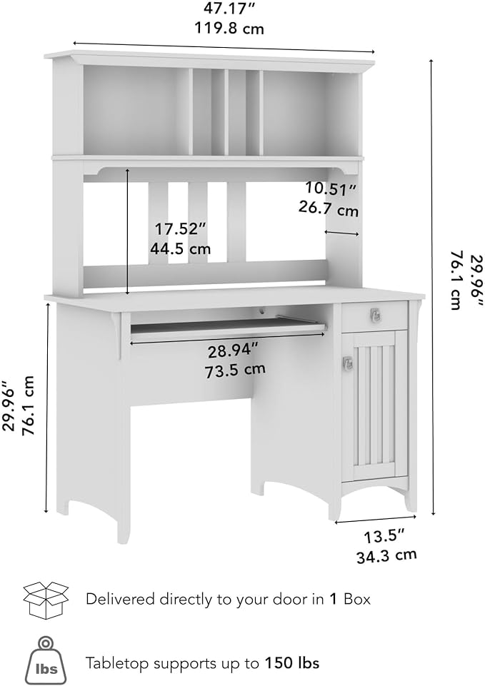 Bush Furniture Salinas Computer Desk with Hutch | Study Table with Drawers Cabinets &amp Pullout Keyboard/Laptop Tray | Modern Home Office Desk in Reclaimed Pine | Work Desk with Storage