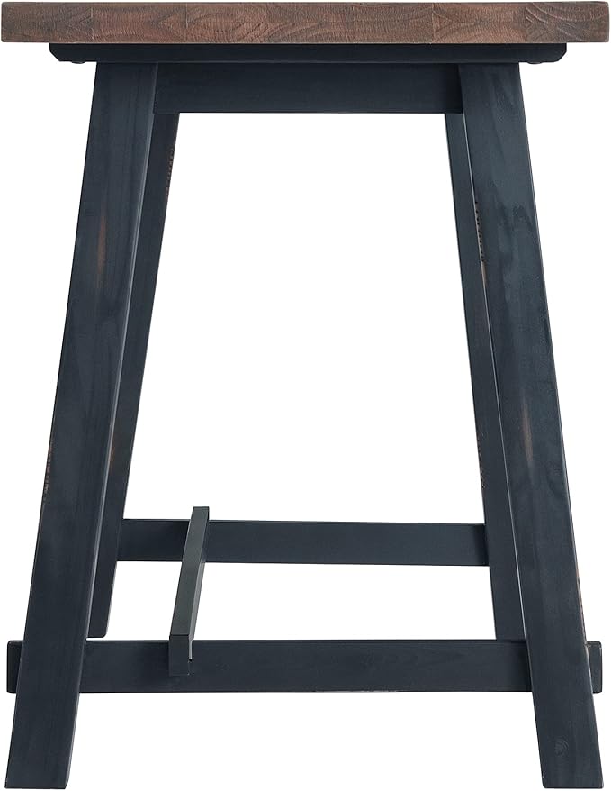 Alaterre Furniture Adam 48 in. Solid Pine Wood Desk Rustic Industrial Style with Distressed Black Sawhorse Legs Natural Wood Finish Home Office Workstation 48 in. W x 23 in. D x 30 in. H