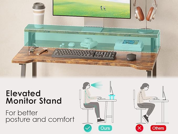 ALISENED 31.5 Inch Small Office Desk with Storage Small Desk for Small Spaces Compact Home Office Desk Mini Study Desk for Bedroom Brown
