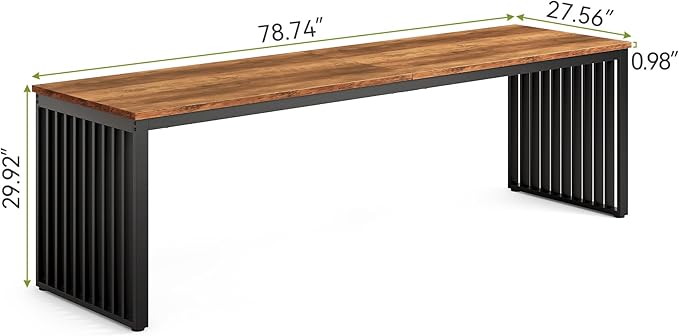 LITTLE TREE Two Person Desk 78.74 Extra Long Computer Desk for 2 People Rustic Brown Wooden Double Study Desk with Black Heavy Duty Metal Legs Large Business Workstation for Home Office