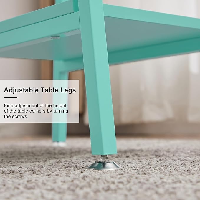 VECELO 43 Inch Computer Desk Writing Study Work Office Table Modern Desk with Shelves Wooden Desk for Home BedroomBlue Desk