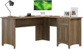 Bush Home L Shaped Desk with Storage for Home Office Modern Farmhouse Corner Table with Drawers and Cabinets Salinas Collection Reclaimed Pine