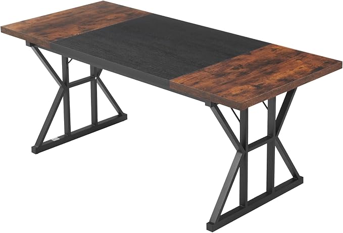 VEVOR Executive Desk 70.9 x 31.5 inch Large Computer Desk PC Workstation for Home Office Modern Simple Wood Laptop Study Writing Table Metal Frame Business Furniture Rustic Brown and Black