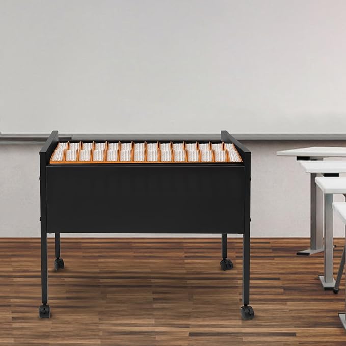 CNCEST Rolling File Cabinet File Organizer with Wheels Rolling File Cart for Hanging Files (Black)