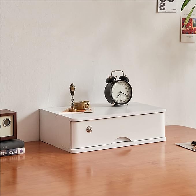 Wooden File Cabinet/Desktop Storage Cabinet - Desktop Storage Box with Drawers - Desktop File Cabinet Organizers 1 Tier with Lock Flat File Cabinet Storage Desktop Drawer Cabinet (E)