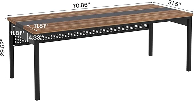Tribesigns 70.8-Inch Executive Desk Large Office Computer Desk Workstation Modern Simple Style Laptop Desk Study Writing Table Business Furniture for Home Office (Brown and Black)