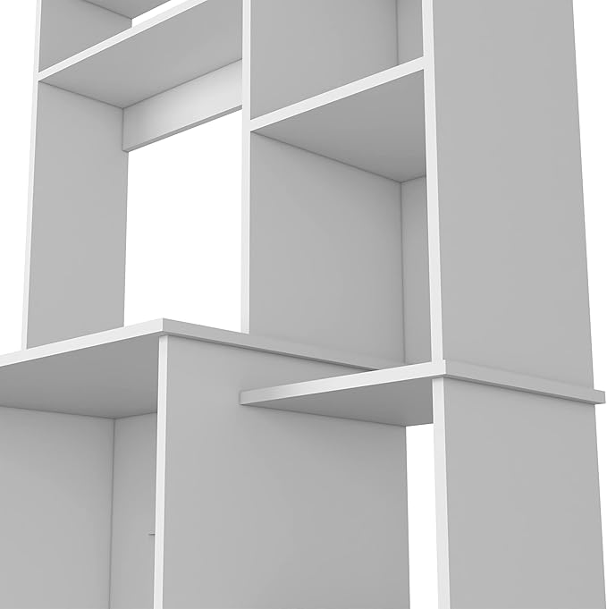 White Desk with 5 Cubbies - Modern Home Office Storage Desk