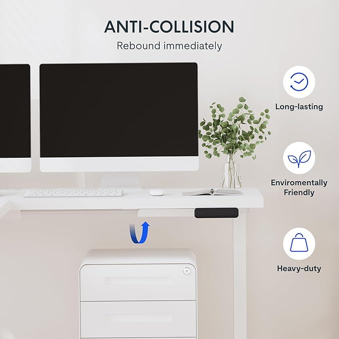 FLEXISPOT L Shaped Standing Desk 63 x 47 Inch Electric Height Adjustable Corner Desk Sit Stand Computer Workstation Preset Controller Home Office White Frame with White Top