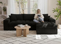 105 Convertible Sectional Couch with L-Shape Chaise Modern Modular Sofa with Deep Seat 3-Seater Comfy Cloud Couches (Black Cloudy Couch with Right Facing Chaise)
