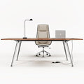 71-Inch Executive Desk Computer Office Desk Workstation with Chrome-Plated Legs and Built-in Power Outlet Writing Table Business Furniture Modern Minimalist Style for Home Office Walnut