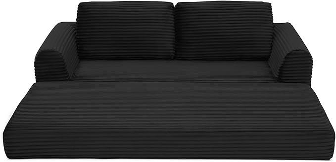 Foldable Boneless Love Seat Couches in a Box Modern Floor Foam Sleeper Sofa Bed 2-in-1 Convertible Cloud Sofa for Home Apartments Bedroom