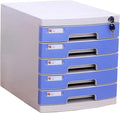 File Cabinet Desktop 5 Drawer File Cabinet with Locking File Organiser Data Cabinet (Color : Blue Size : 11.61x15.51x12.79inch)
