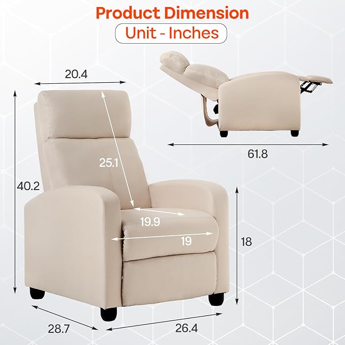 FDW Recliner Chair Massage Chair Reading Chair Reclining Sofa Home Theater Seating with Lumbar Support Massage and Padded Backrest for Living Room and Bedroom (Textile Beige)