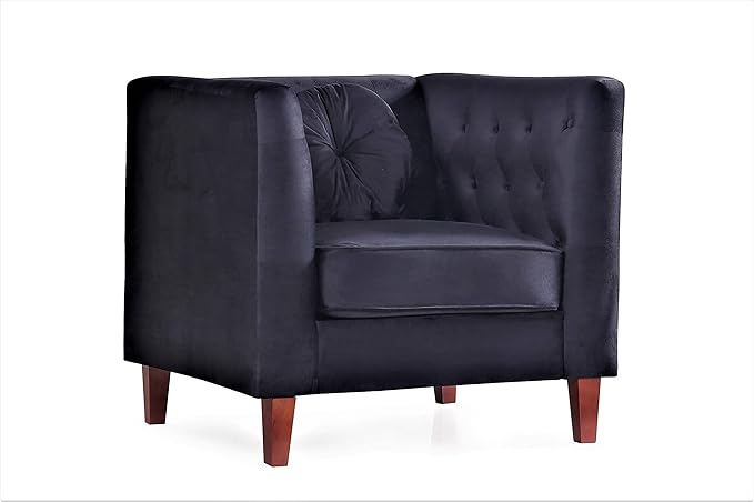 Kittleson Classic Chesterfield Velvet Accent Chair with Elegant Button Tufted Backrest