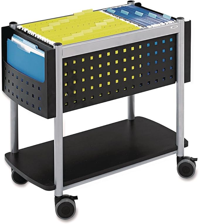 Safco Scoot Open Top Rolling Mobile File Cart Fits Letter and Legal-Size Hanging Folders