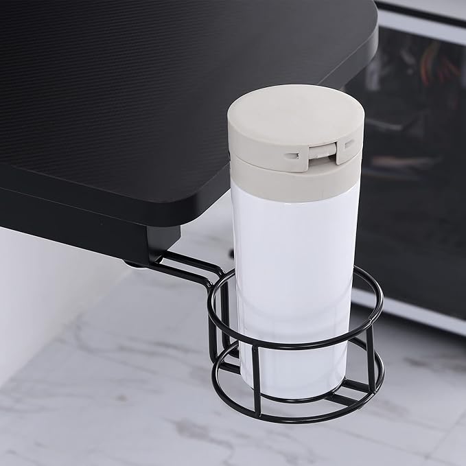 47 Inch Gaming Desk Racing Computer Desk Home Office Workstation with Elevated Monitor Shelf Rotatable Cup Holder Headphone Hook Black