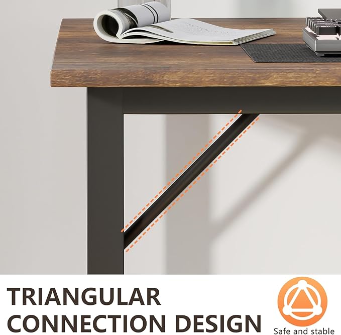 BestOffice Computer DeskHome Office Desk Modern Simple Style for Home Office Study Writing (Brown 55 Inch)